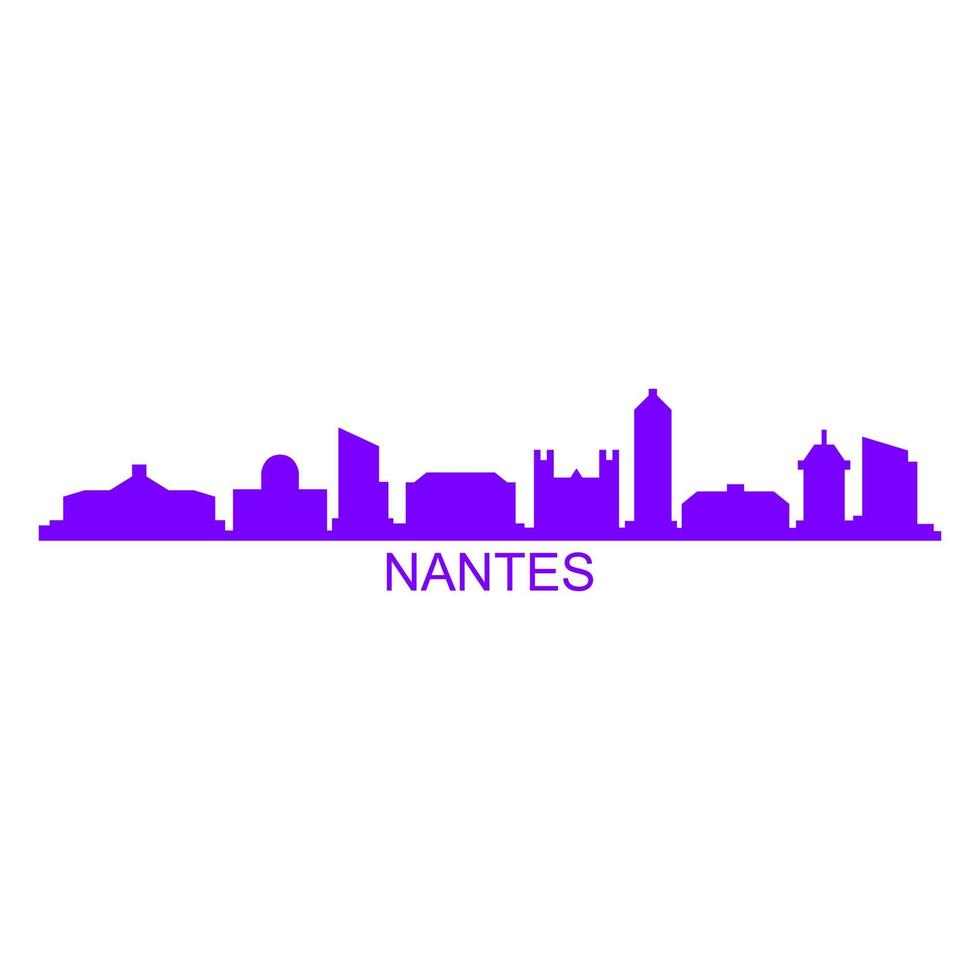 skyline van nantes op witte achtergrond vector