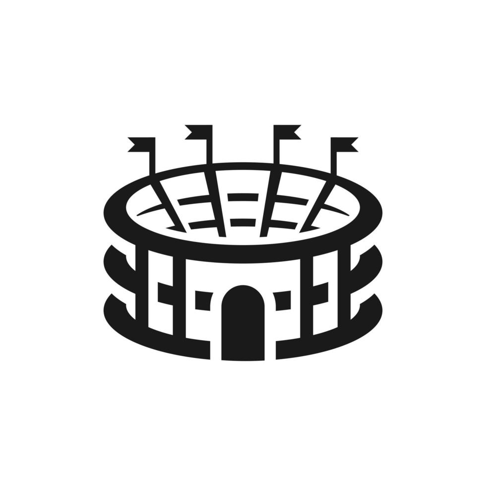 stadion icoon met vlag. sportveldsymbool voor locatie vector