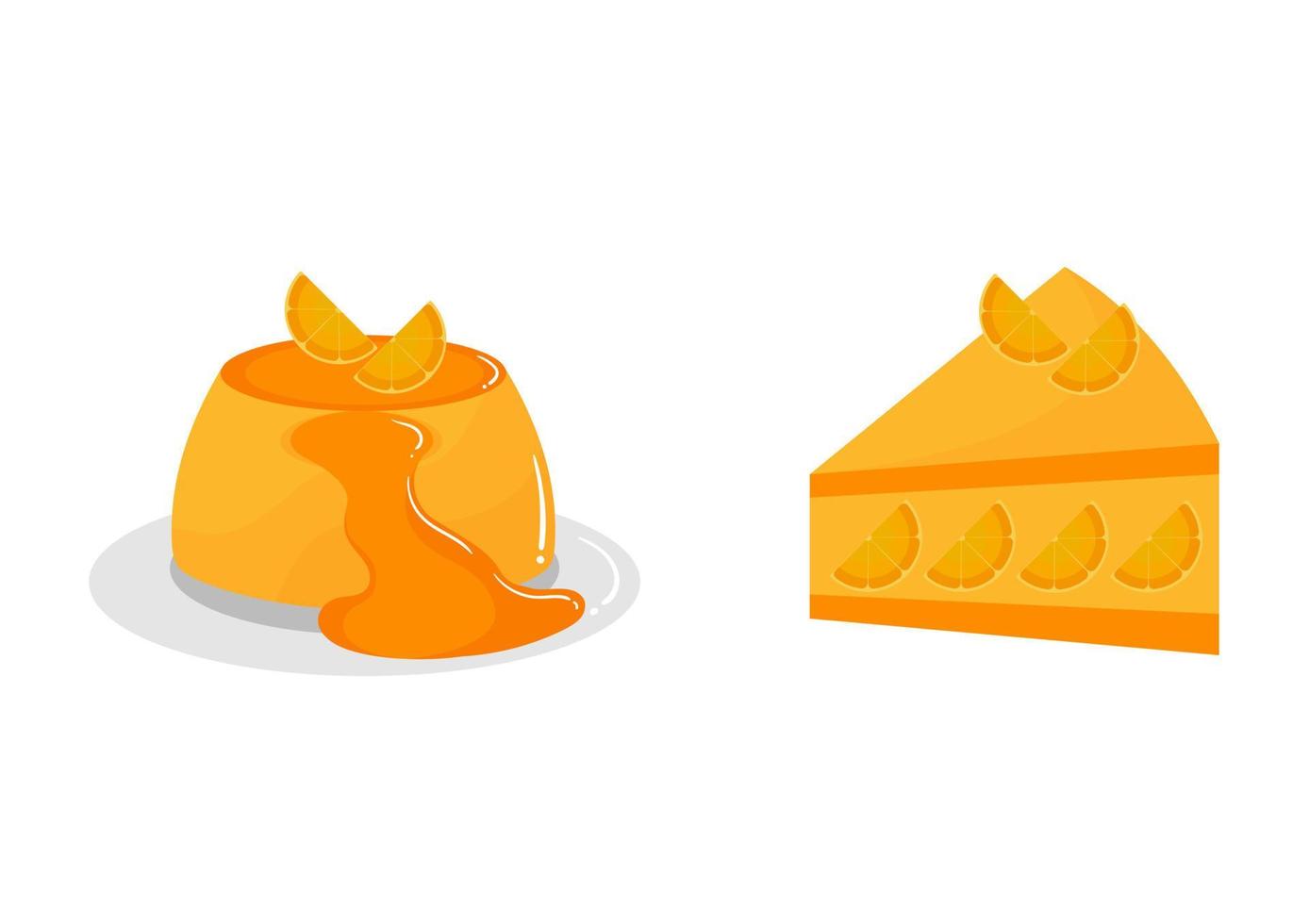 illustratie van cake en pudding met sinaasappelsmaak vector