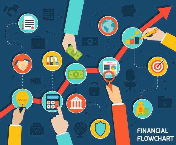 Zakelijke handen financiële stroomdiagram vector