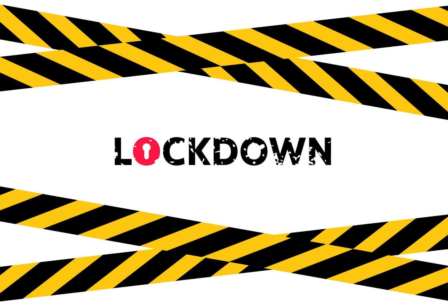 achtergrond van het lockdown-concept als gevolg van de coronaviruscrisis. zwarte en gele waarschuwingsbanden. vector