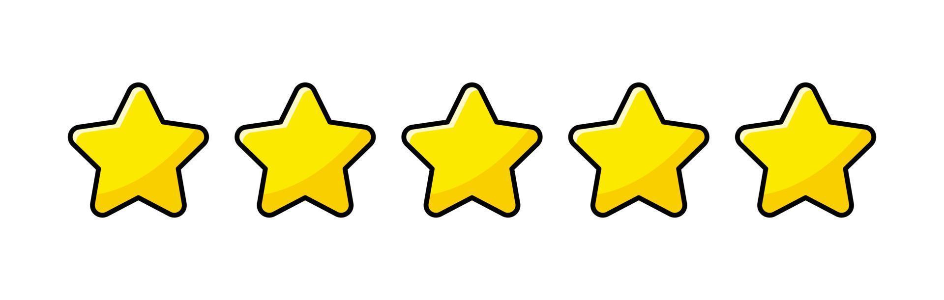 5 rating strars bord met gele kleur in platte ontwerpstijl. klantbeoordeling met vijf sterren. vector