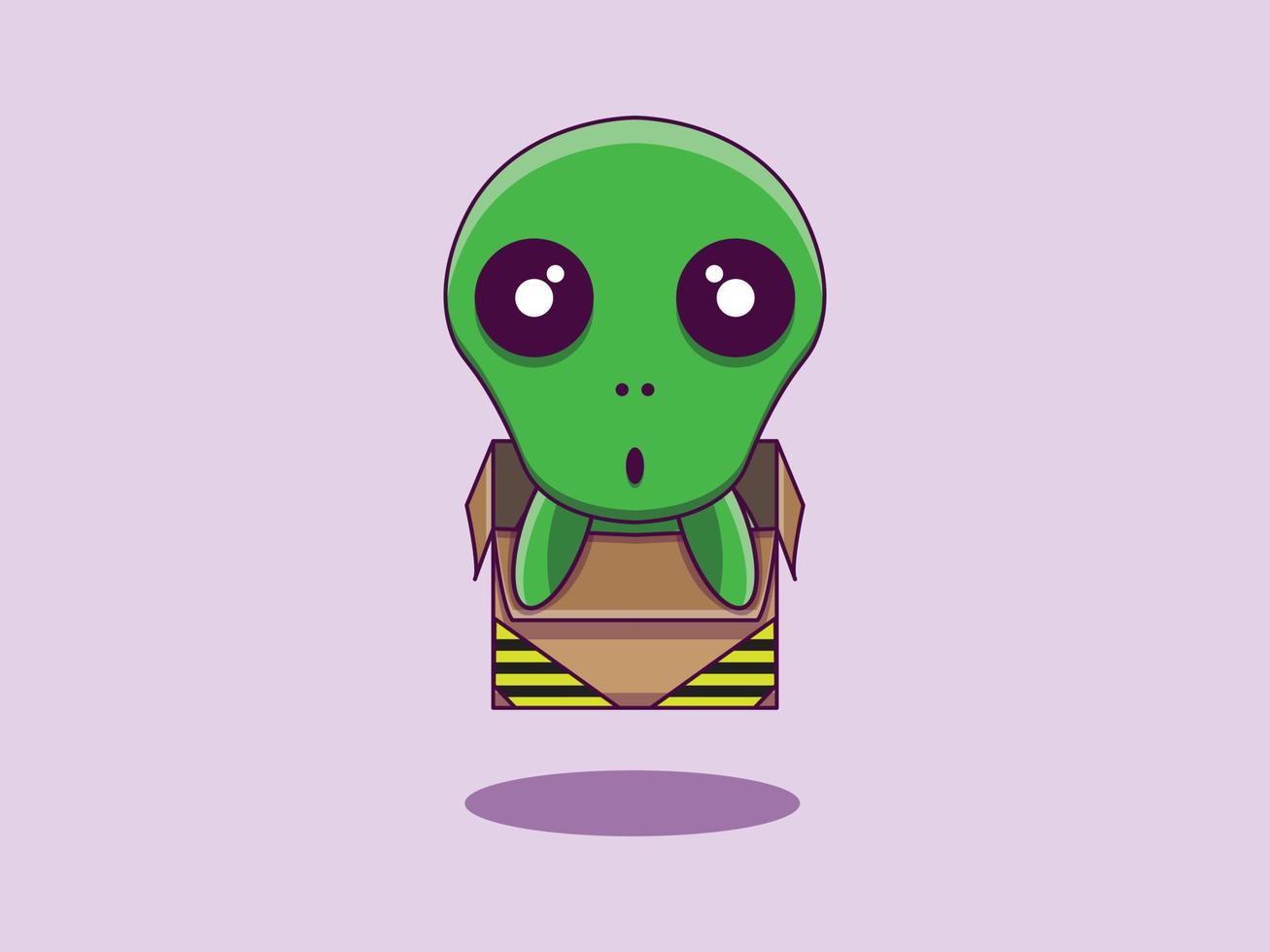 print vector schattige groene alien cartoon afbeelding