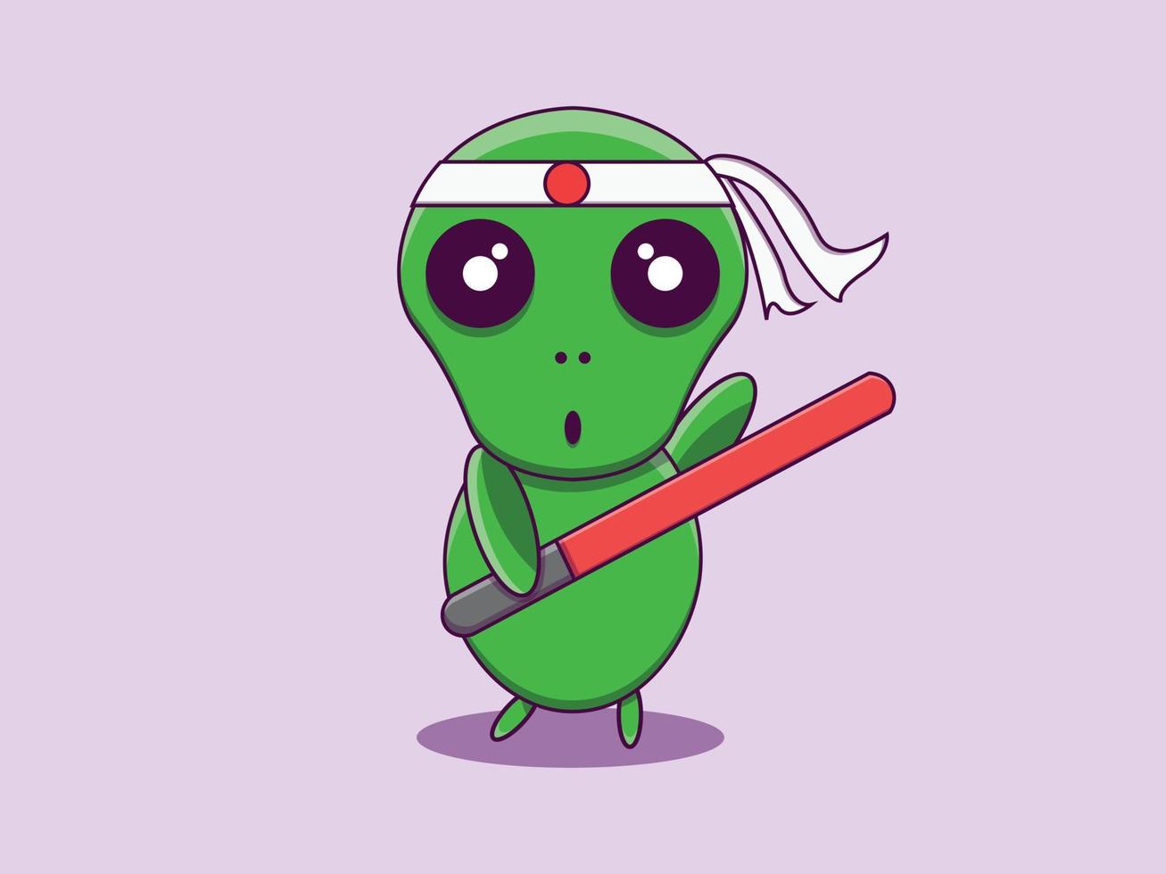 print vector schattige groene alien cartoon afbeelding