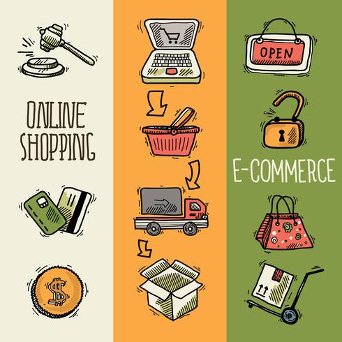 E-commerce ontwerp schets banner vector