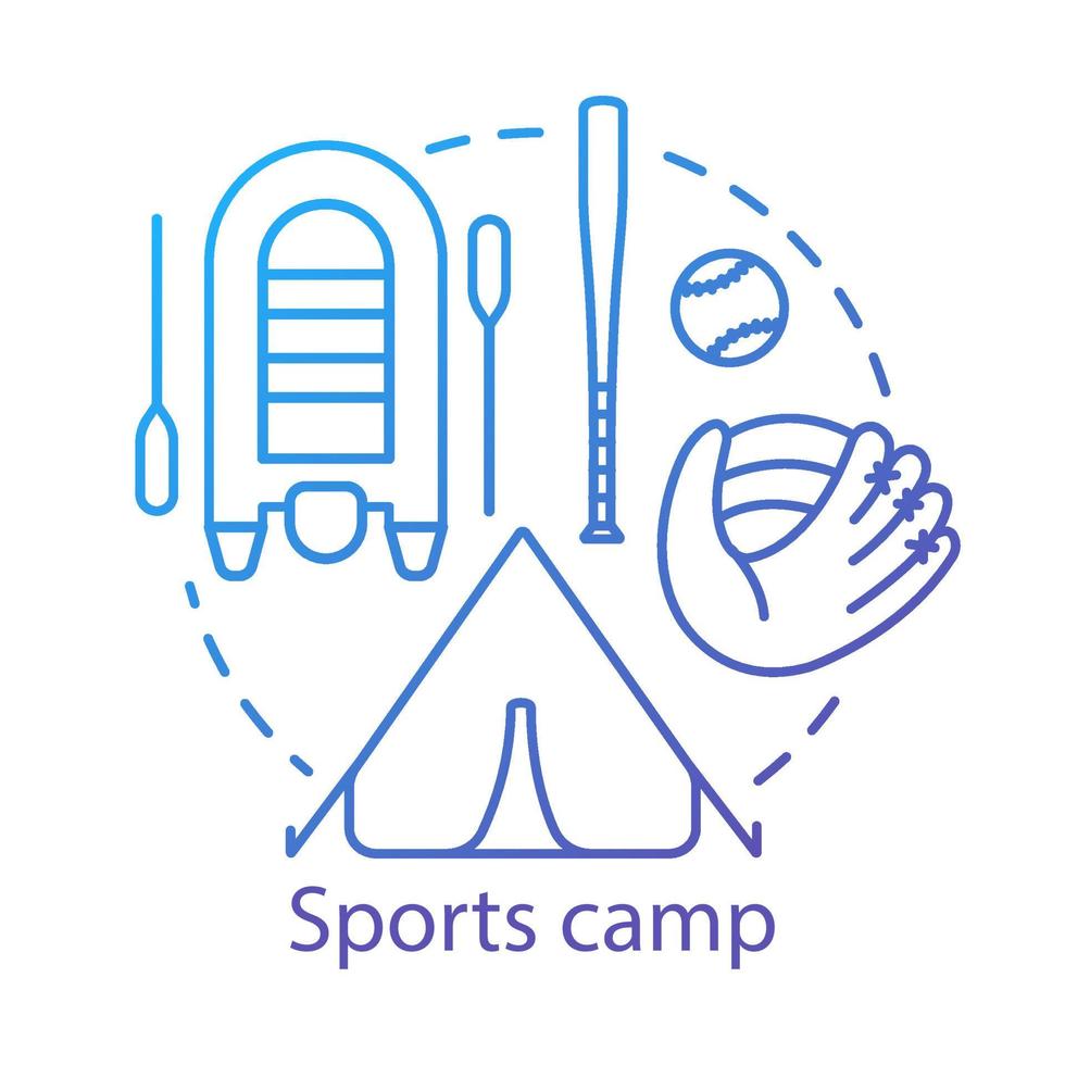 sport kamp concept icoon. zomer actieve en competitieve club, vakantieoord idee dunne lijn illustratie. sport, gezondheidsgerichte gemeenschap. vector geïsoleerde overzichtstekening. bewerkbare streek