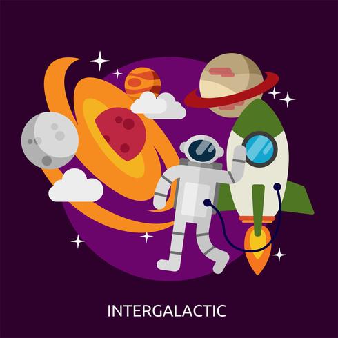 Intergalactisch conceptueel illustratieontwerp vector