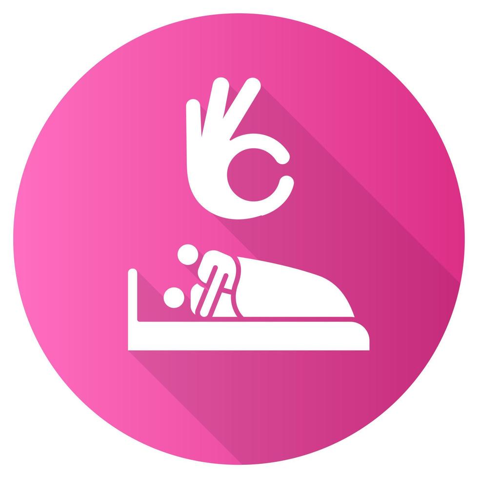 seksuele toestemming roze platte ontwerp lange schaduw glyph pictogram. intieme relatie met partner. minnaars in bed. veilige seks met wederzijdse overeenkomst. paar seksuele activiteit. vector silhouet illustratie