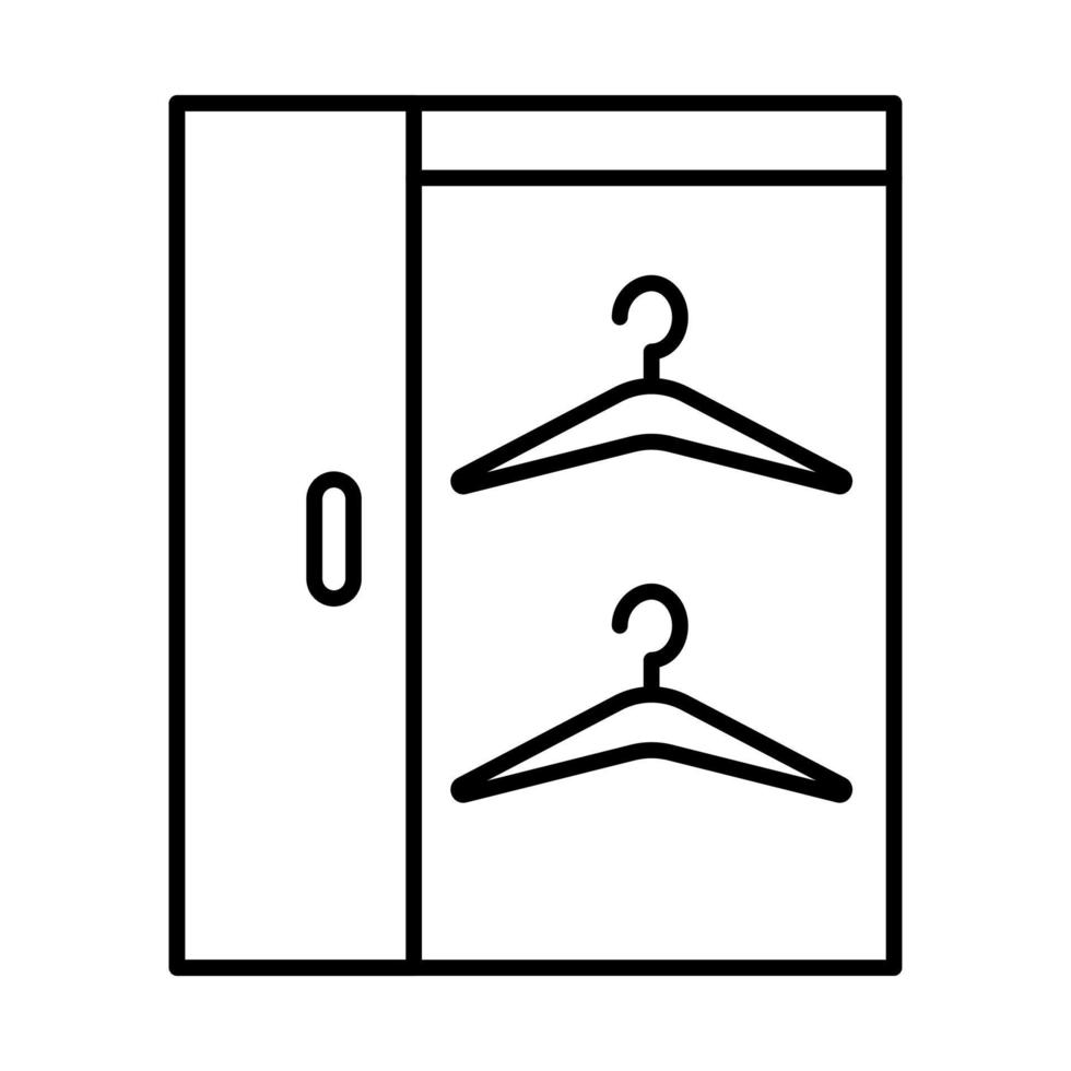 inloopkast lineair pictogram. Kleedkamer. kledingkast. meubels om kleding op te hangen. kast, kast. dunne lijn illustratie. contour symbool. vector geïsoleerde overzichtstekening. bewerkbare streek