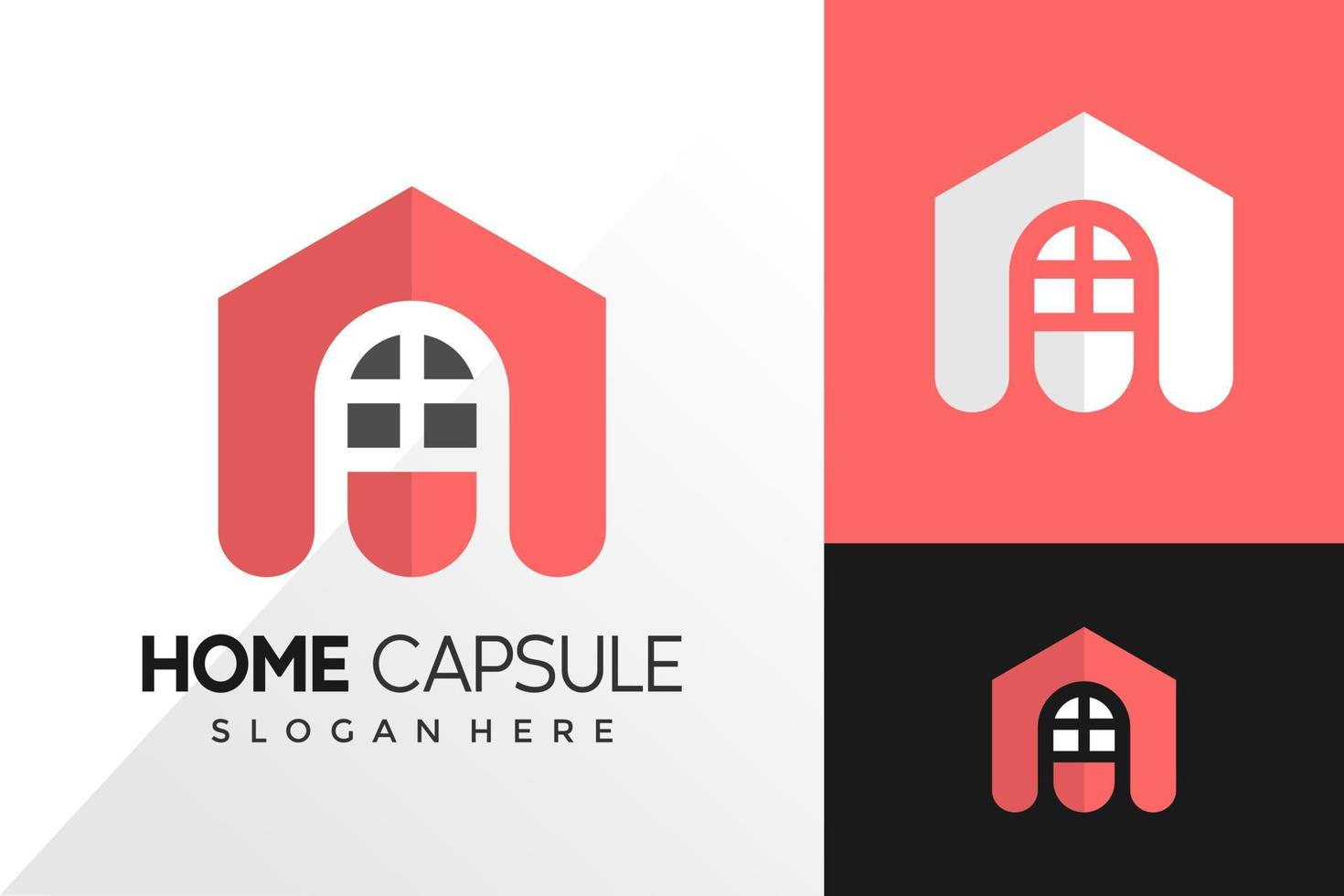 huis capsule logo ontwerp vector sjabloon