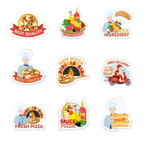 Pizza etiketten set vector