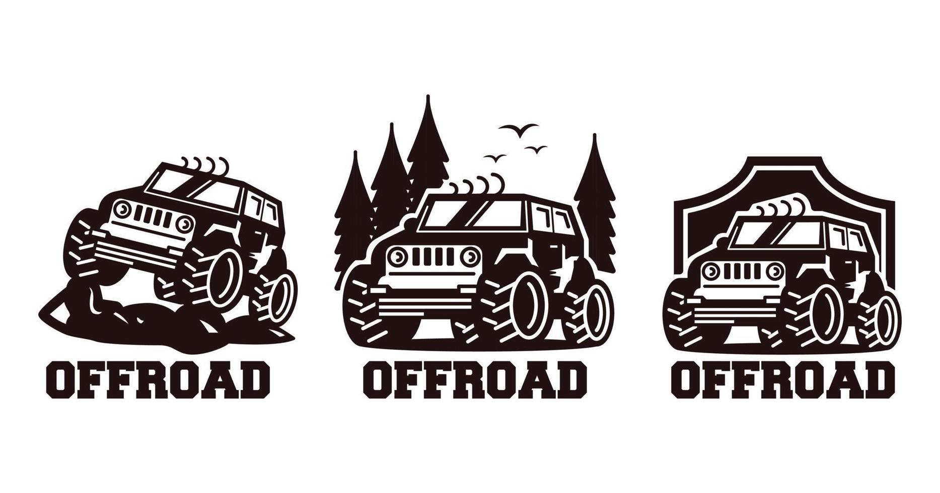 retro jeep off-road logo-ontwerpbadge vector