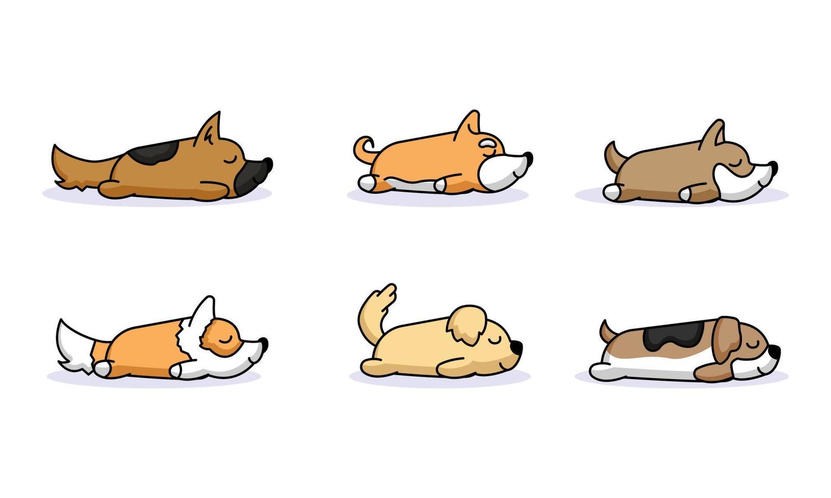 set van schattige hond slapend dier mascotte ontwerp vector