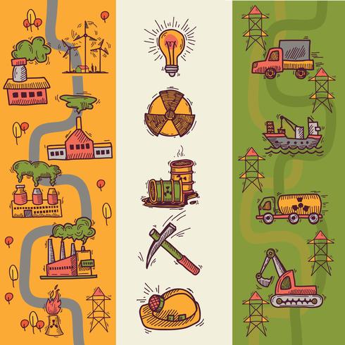 Industriële schetsbanners vector