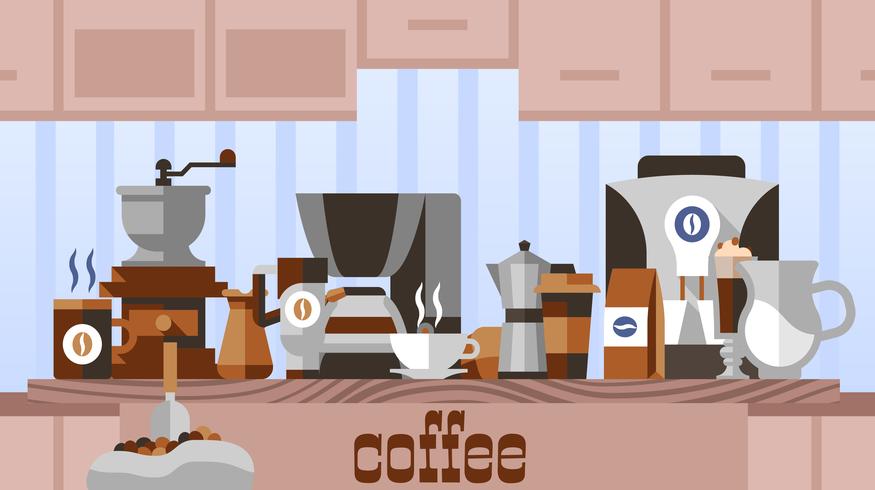 Koffie thuis concept vector