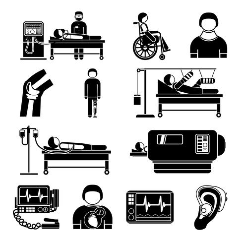 Life support medische apparatuur pictogrammen vector