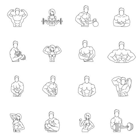 Bodybuilding fitness gym pictogrammen vector