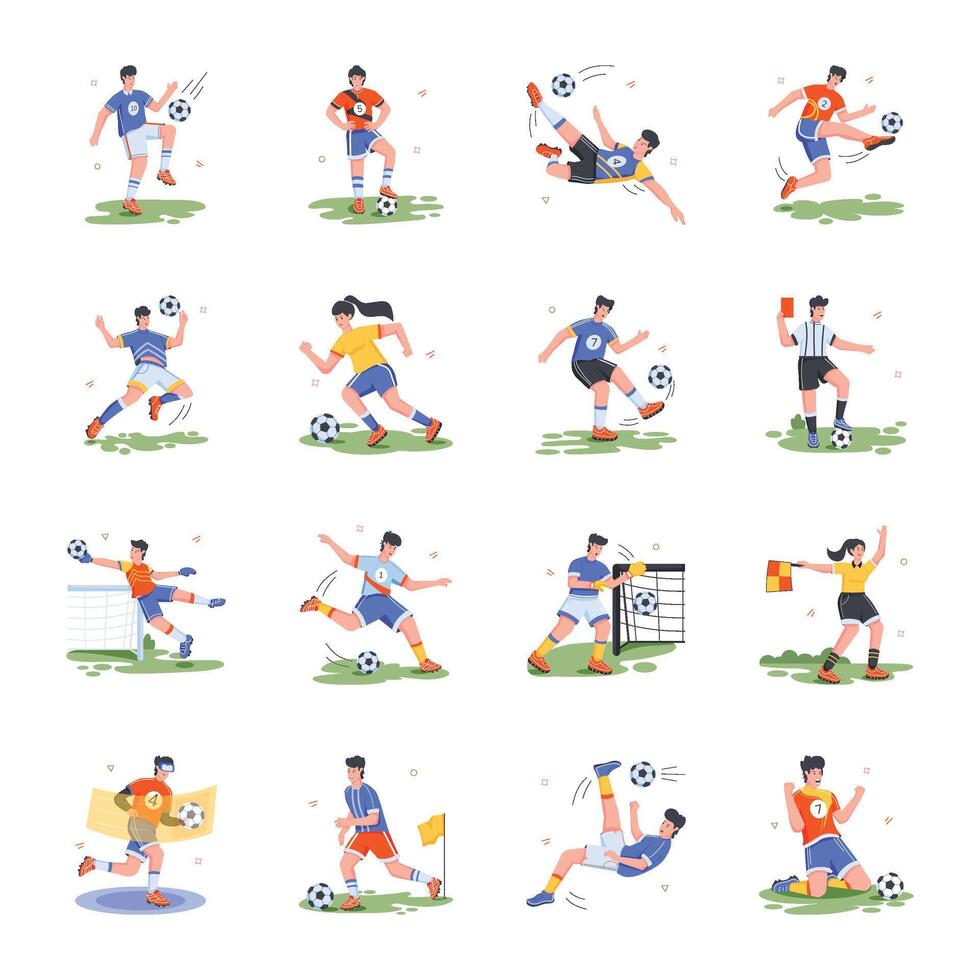 Amerikaans voetbal sport vlak illustraties vector