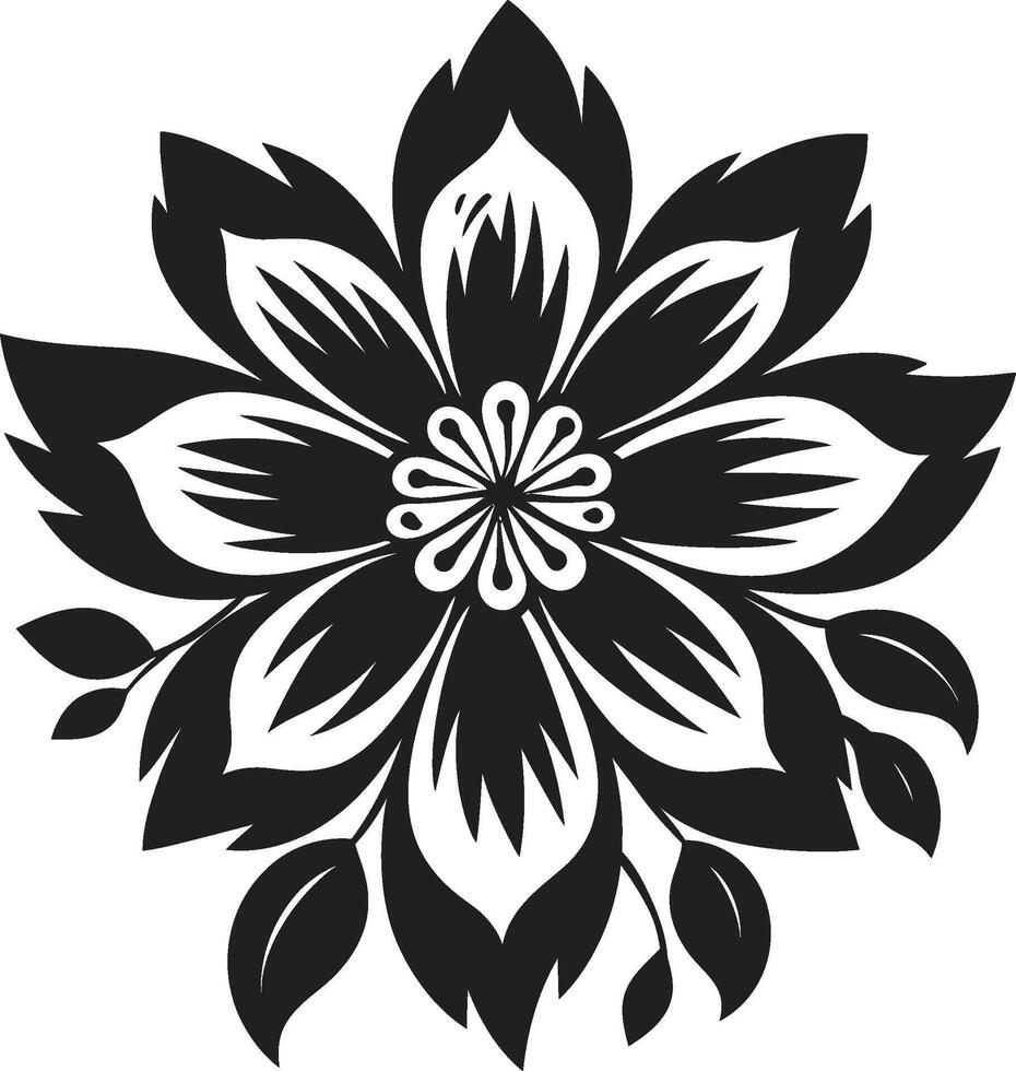 robuust bloem kader zwart symbool verdikt bloesem grens monochroom iconisch embleem vector