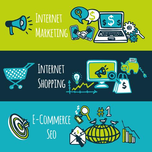 seo internet marketing set vector