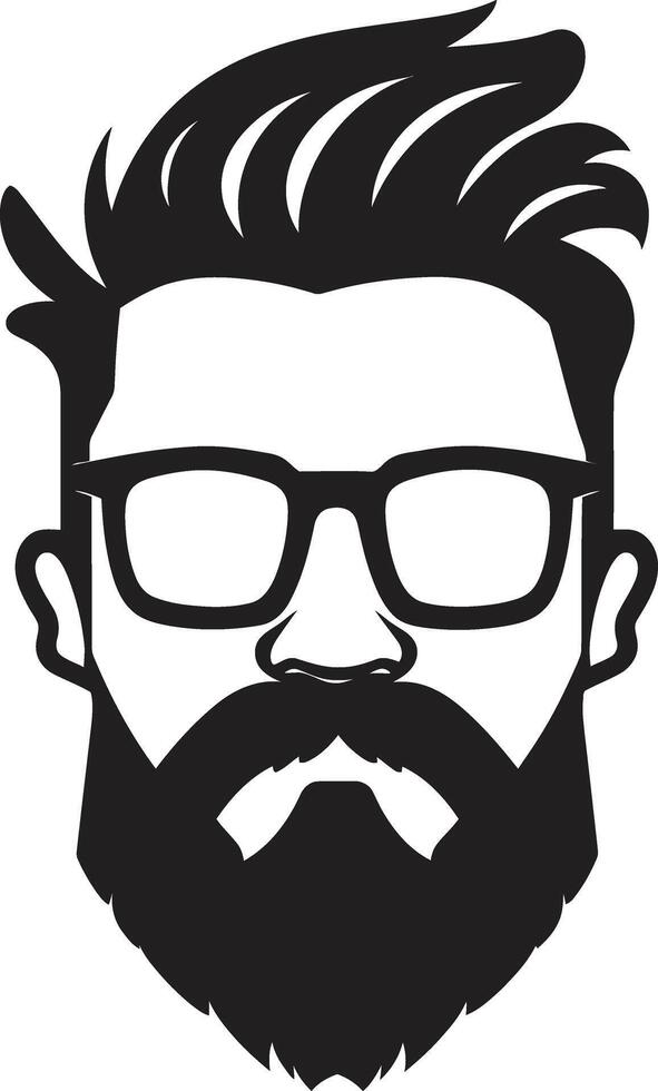 wijnoogst koel tekenfilm hipster Mens gezicht zwart elegant eenvoud zwart van tekenfilm hipster Mens gezicht vector