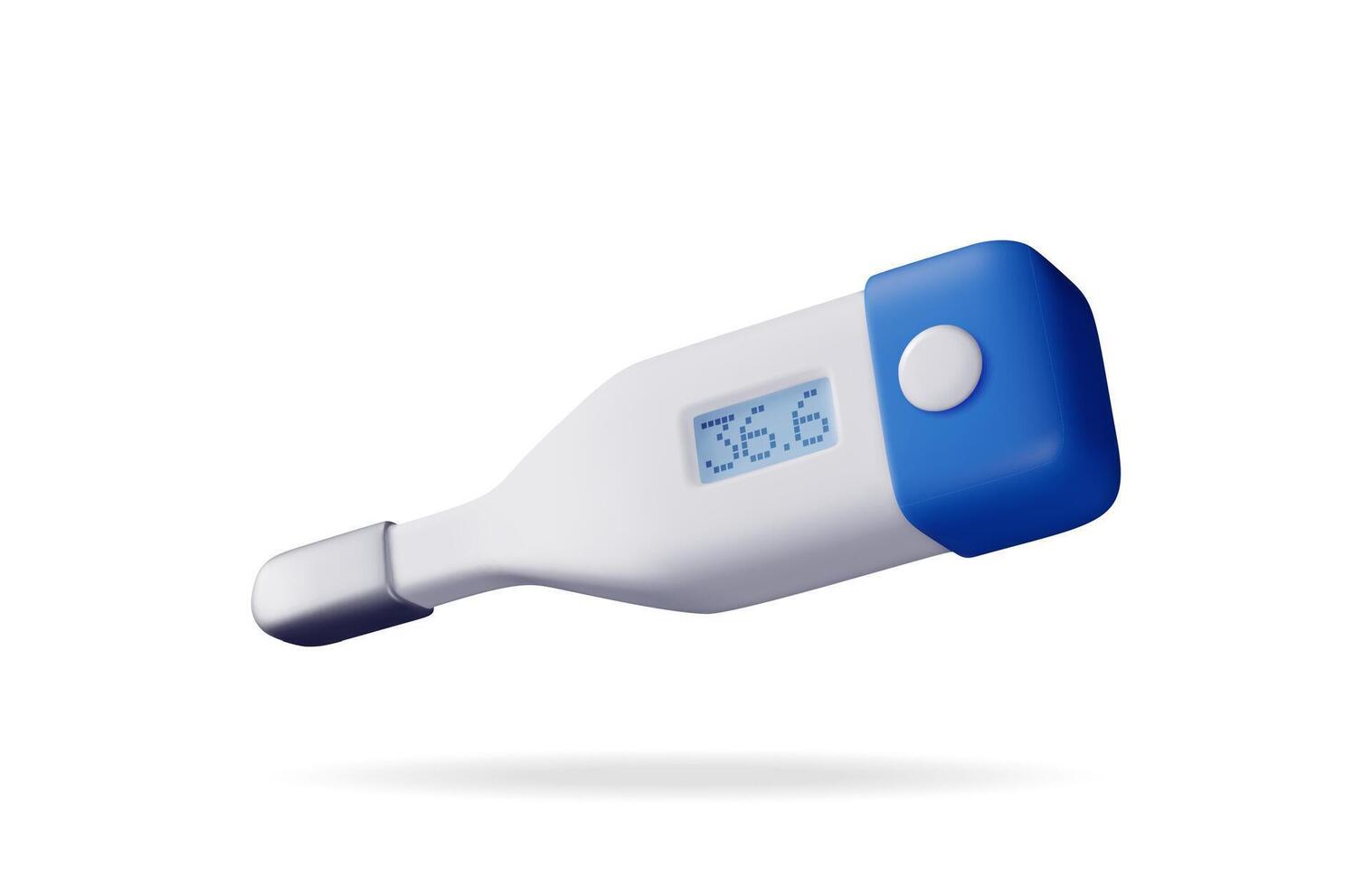 3d elektronisch thermometer voor meten geïsoleerd. geven digitaal thermometer tonen temperatuur. gezondheidszorg, ziekenhuis en medisch diagnostiek. urgentie en noodgeval Diensten. vector