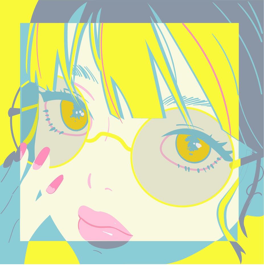 meisje bril anime stijl illustratie vector