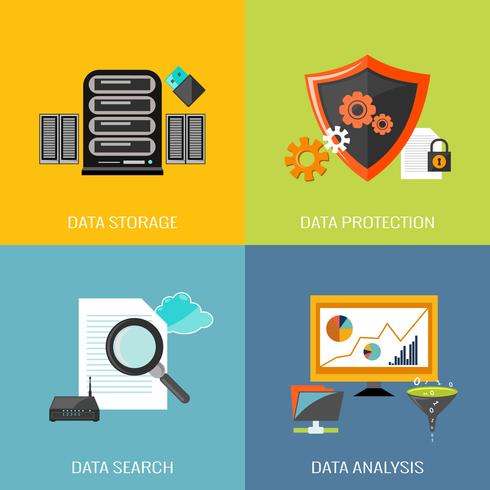 Database pictogrammen plat vector