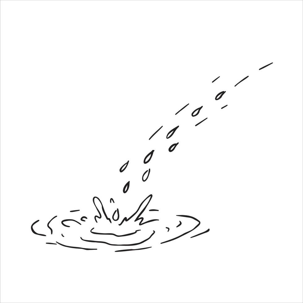 water spatten schetsen stijl. vers drinken in beweging. vloeistof aqua plons. vloeistof hand- verdrinking beeld geïsoleerd Aan wit. tekening vloeiende laten vallen vector