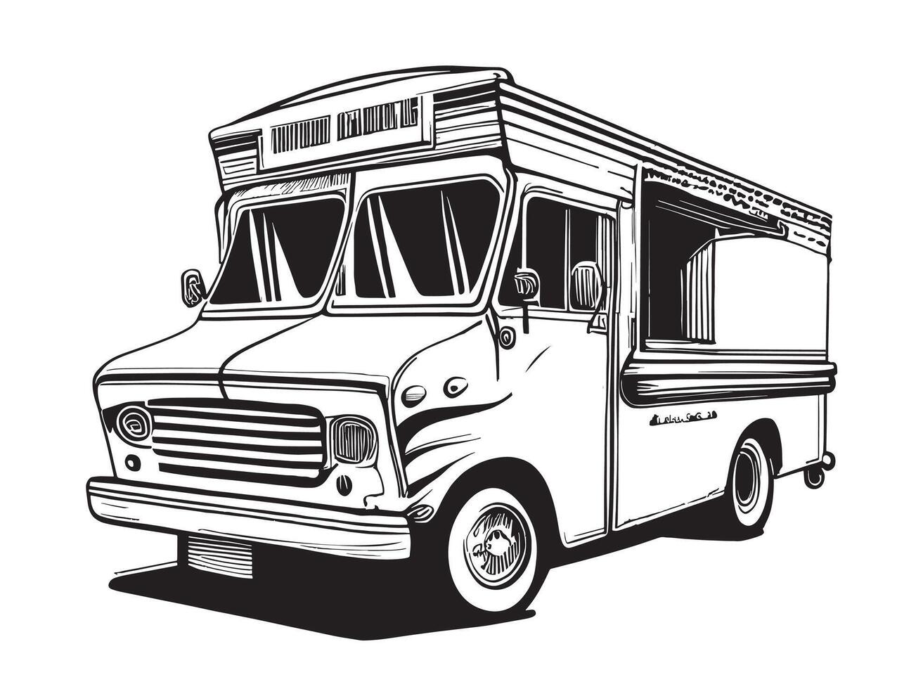 voedsel vrachtauto snel voedsel schetsen hand- getrokken schetsen illustratie vector