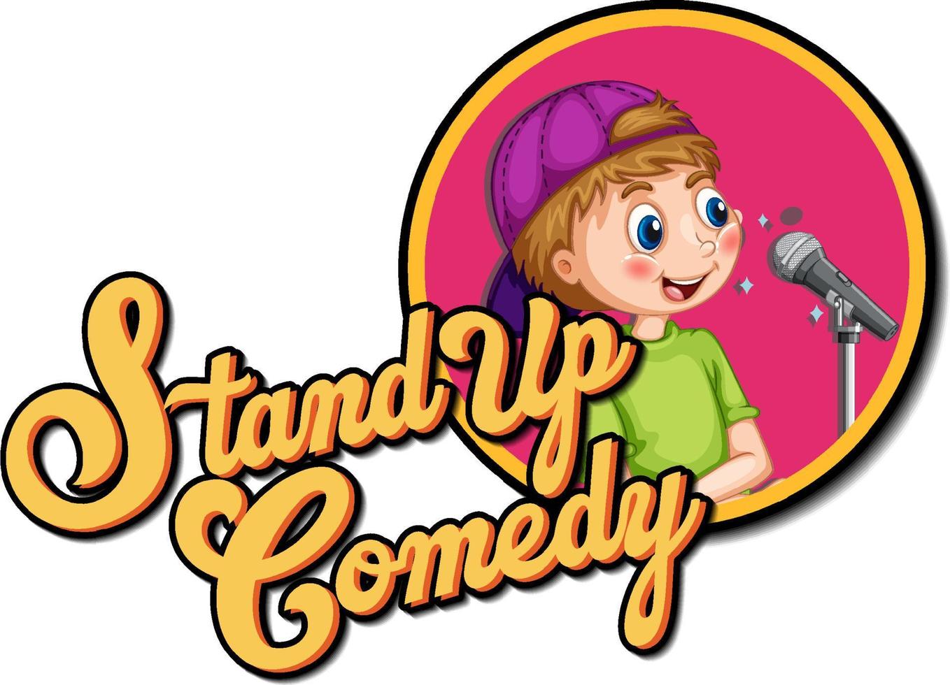 stand-up comedy-logo-ontwerp met stripfiguur voor jongens vector