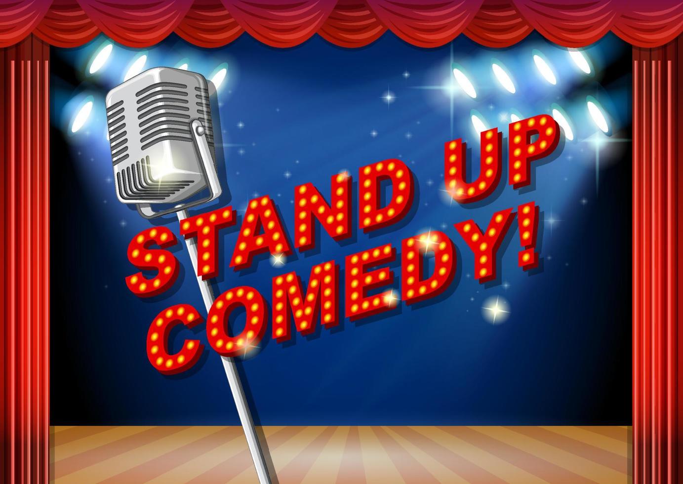 stand-up comedy banner met vintage microfoon vector