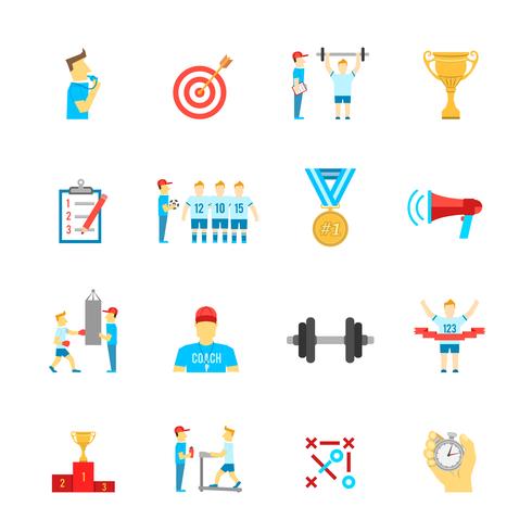 Coaching sport pictogrammen instellen vector