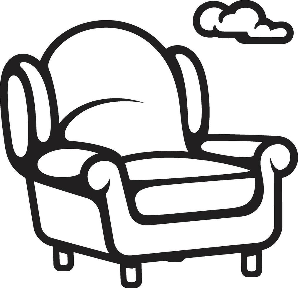 rustig elegantie zwart ontspannende stoel ic vertegenwoordiging zen comfort zwart stoel emblematisch symboliek vector