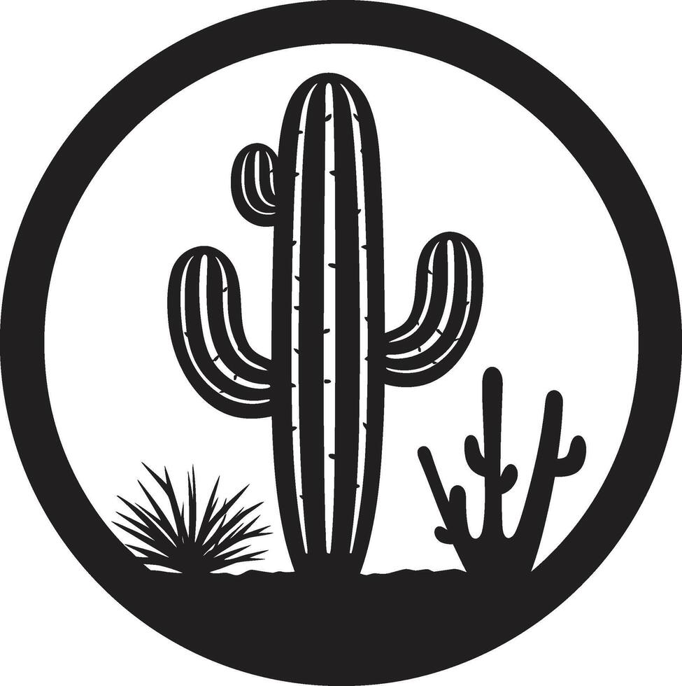 stekelig kalmte zwart ic cactussen sappig wildernis zwart cactus tafereel vector