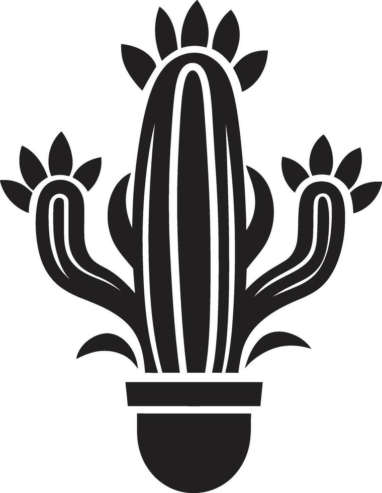 woestijn majesteit zwart embleem met cactussen doornig kalmte zwart cactus vector