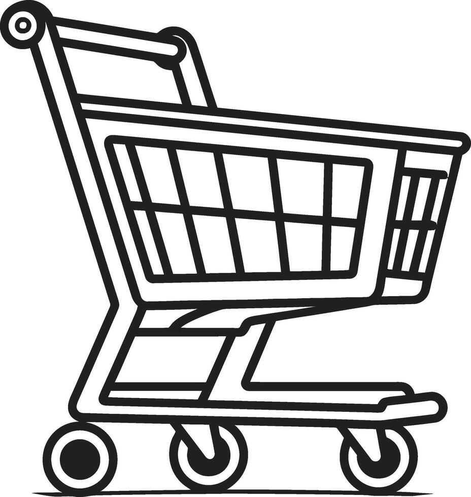 kleinhandel elegantie zwart boodschappen doen trolley embleem in trolley tango strak met zwart boodschappen doen kar dans vector