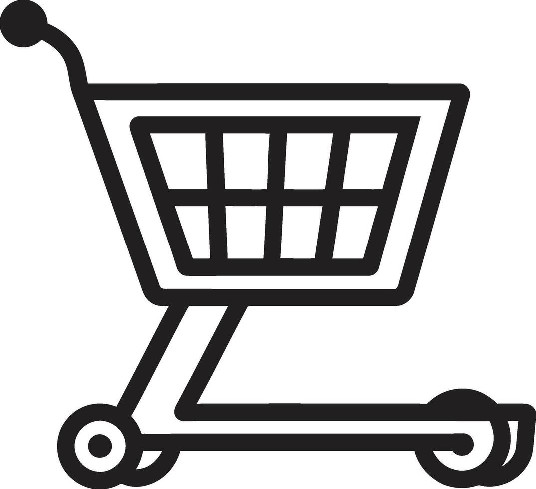 kleinhandel elegantie zwart boodschappen doen trolley embleem in trolley tango strak met zwart boodschappen doen kar dans vector