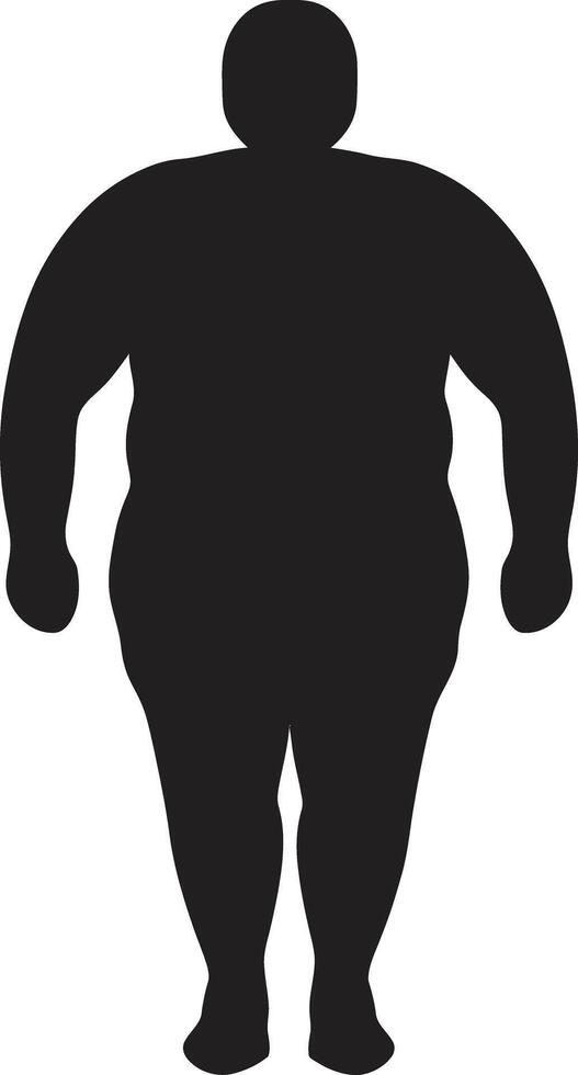 metamorfose missie zwart ic voor menselijk zwaarlijvigheid transformatie afslanken oplossingen menselijk embleem in zwart voor zwaarlijvigheid triomf vector