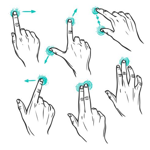 Raak pictogrammen voor interfacebewegingen aan vector