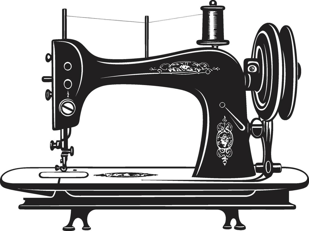 stitchcraft elegantie zwart voor naaien machine schroefdraad precisie ic zwart naaien machine embleem vector