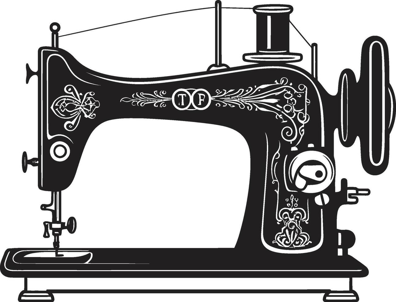 op maat gemaakt tapijtwerk elegant zwart voor strak naaien machine stitchcraft symfonie zwart voor noir naaien machine vector