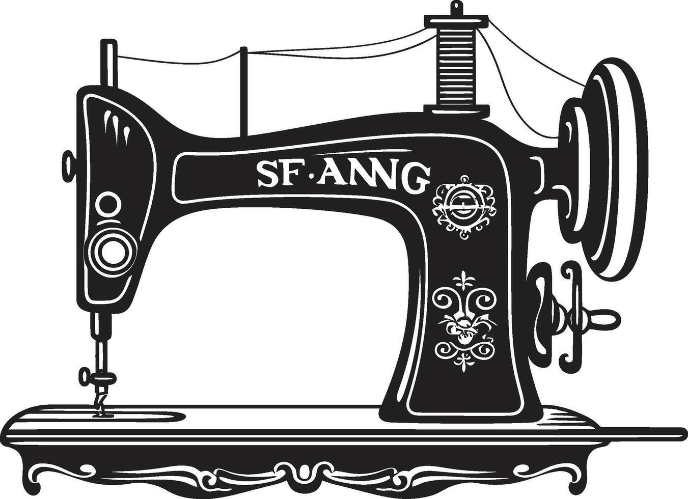 handwerk noir zwart voor naaien machine embleem elegantie in draad zwart naaien machine vector