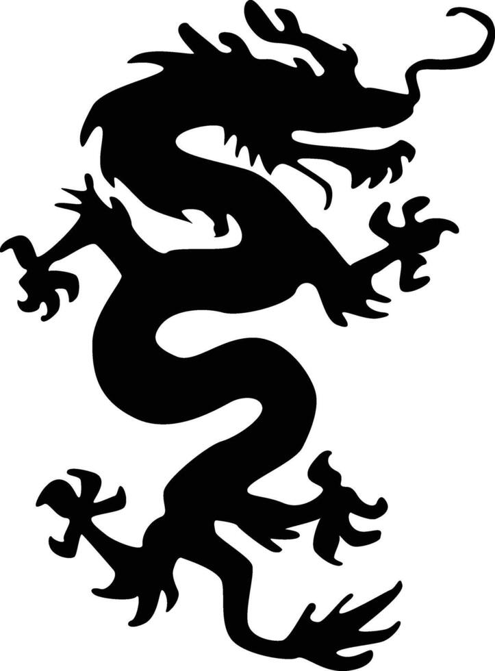 zwart silhouet van Chinese draak. symbool van Chinese nieuw jaar 2024 vector