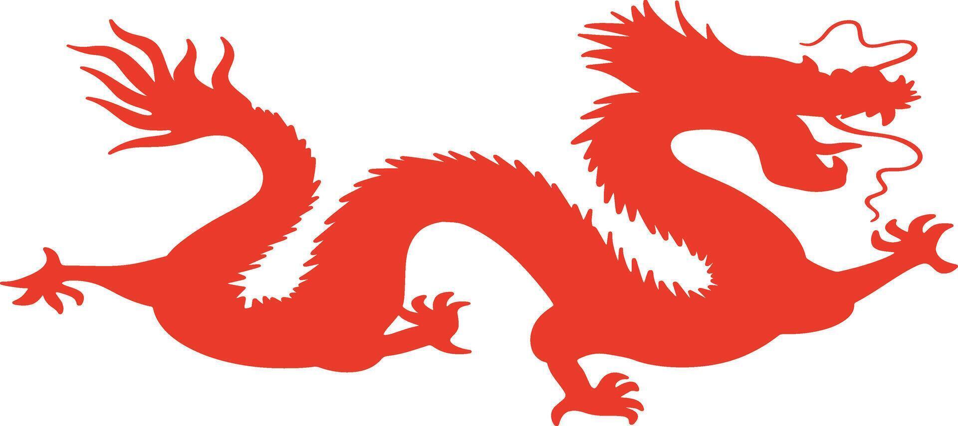 rood Chinese draak silhouet met vlak ontwerp en vormen. Chinese dierenriem Aan 2024 Chinese nieuw jaar vector