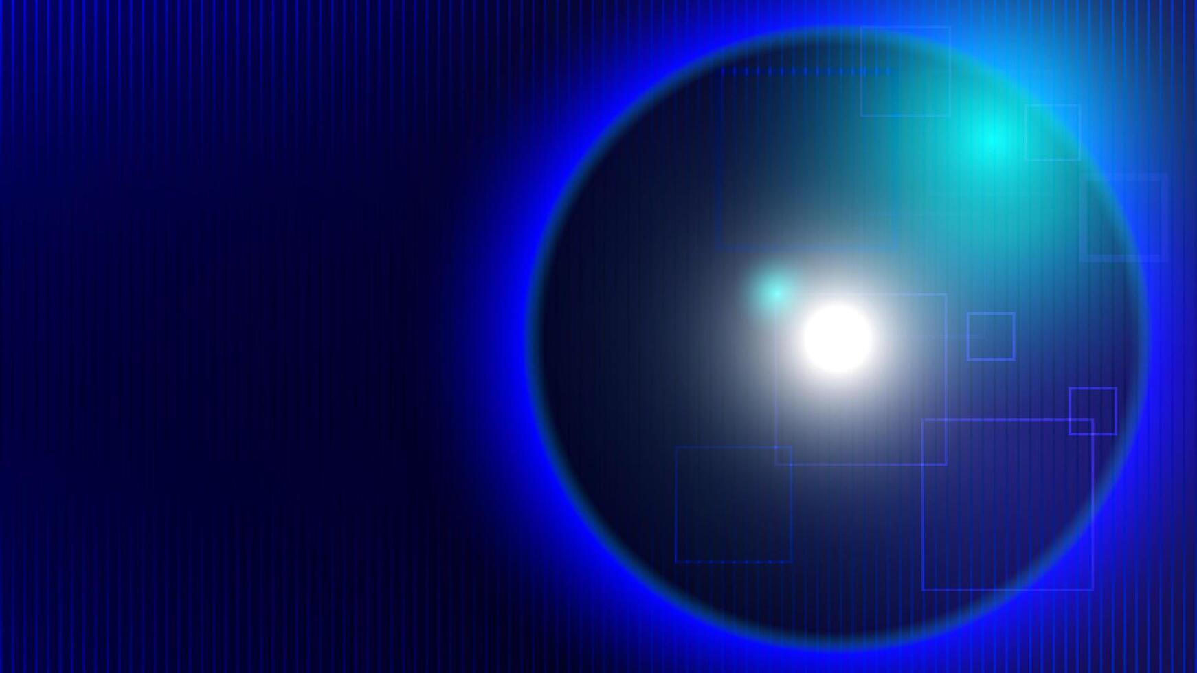 abstract blauw en wit neon licht Aan donker blauw achtergrond met cirkel en rechthoek vorm geven aan. illustratie. vector