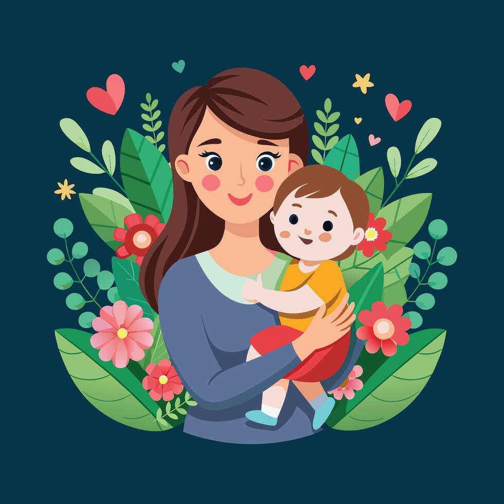 moeder dag mam liefdes baby decoratief illustratie ontwerp vector