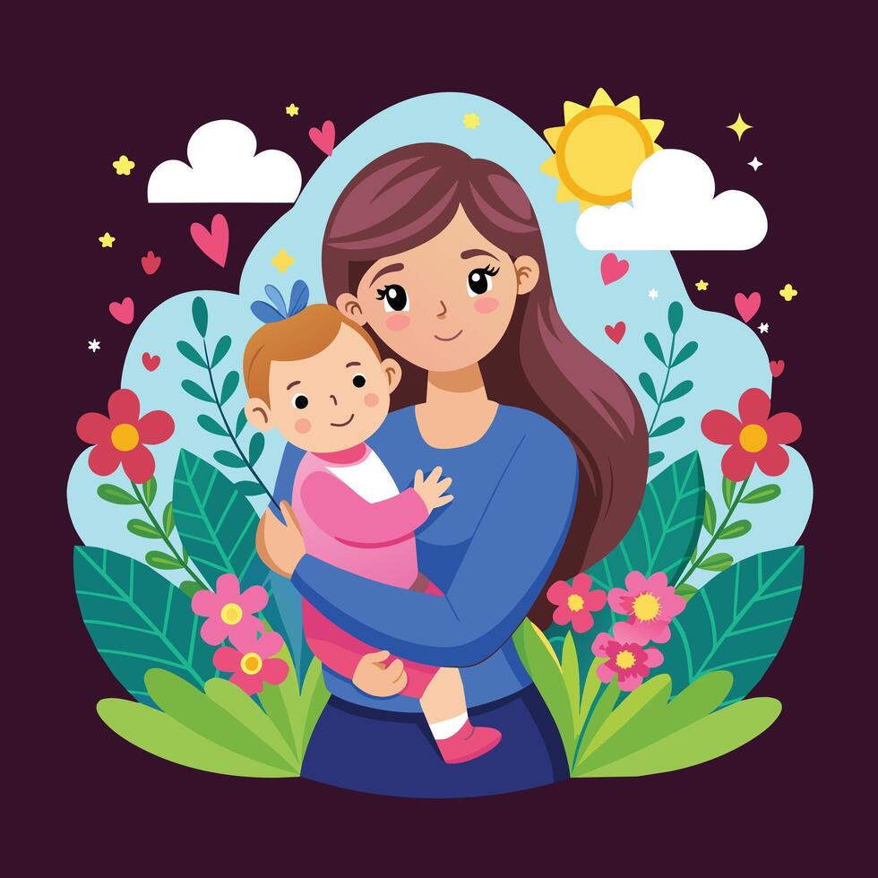 moeder dag mam liefdes baby decoratief illustratie ontwerp vector