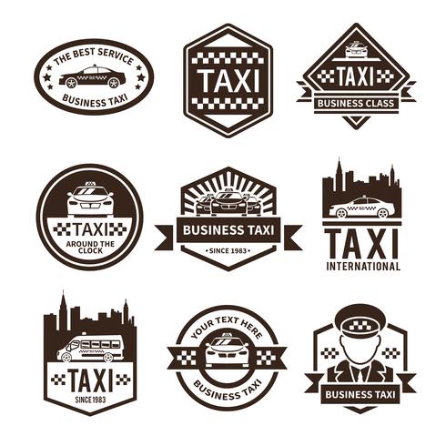 taxi zwart label set vector