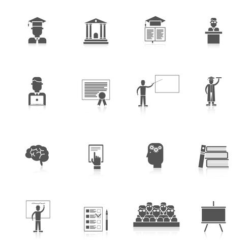 Hoger onderwijs Icon Set vector